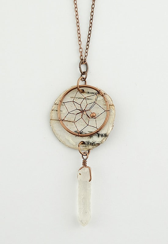 Dream Catcher Birch Bark Necklace